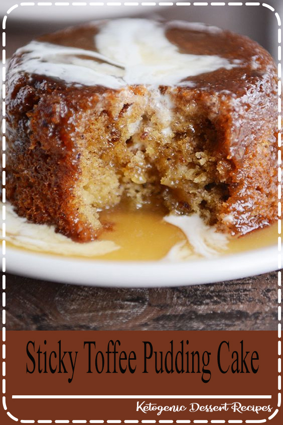 Sticky toffee pudding is classic, simple, and delicious! A tender, moist date cake is smothered in a toffee sauce and drizzled with a bit of cream. Amazing! #recipes #dessertrecipes #cake #keto 