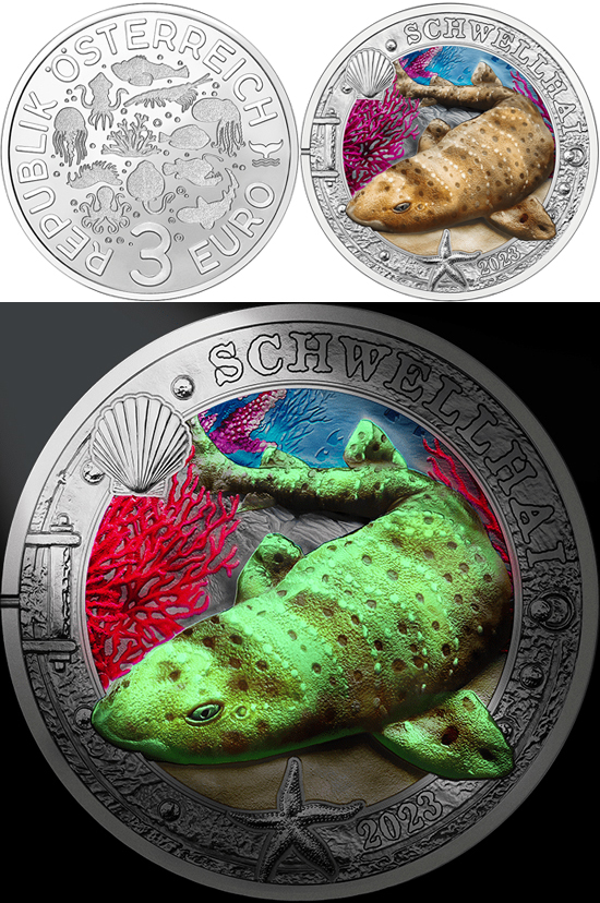 Austria 3 euro 2023 - Swell shark