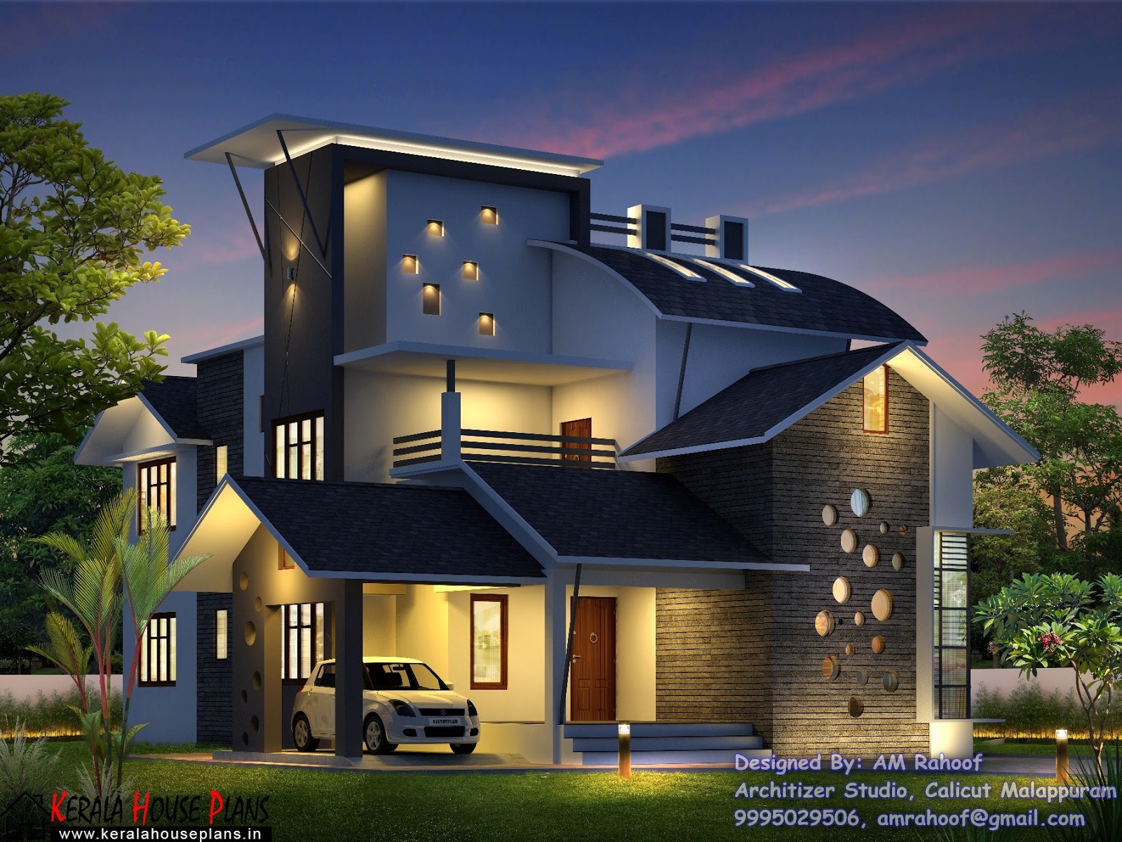  Kerala  Contemporary style  double  floor  home  design  with Budget