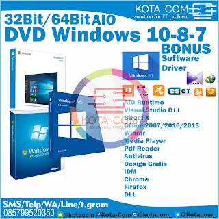 MURAH! JUAL DVD INSTALL ULANG WINDOWS XP 7 8 10 BONUS DRIVER PACK DAN SOFTWARE SURABAYA