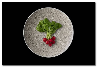 radishes on an embossed plate