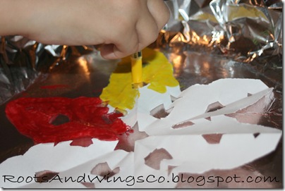 painting with crayons on snowflakes 2