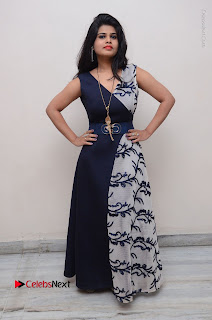 Telugu Actress Alekhya Stills in Blue Long Dress at Plus One ( 1) Audio Launch  0147.jpg
