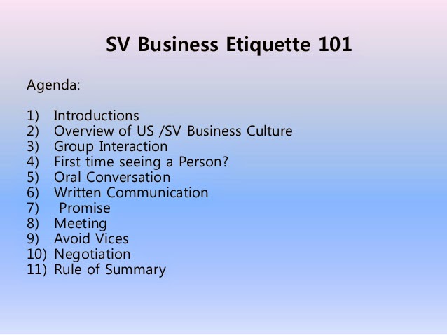 Business Agenda Etiquette