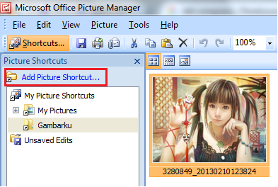 Add Picture Shortcut Microsoft Office Picture Manager