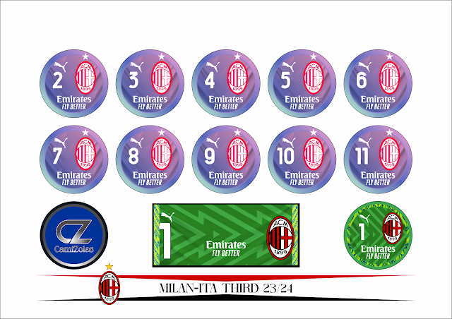 MILAN-ITA THIRD 23/24 CAMIZOLAS ESCUDO PARA BOTÃO GULIVER ARTE PARA BOTÃO PLAAR ESCUDINHOS BOLAGOL ALGAZARRA FABIANA ESTRELA TIMES DE BOTÃO TIMES FUTEMESA