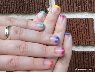 Rainbow French nail art