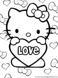 Hello Kitty Valentines Coloring Pages