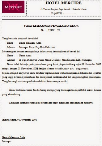 Contoh Surat Pengalaman Kerja - ContohSuratin.com