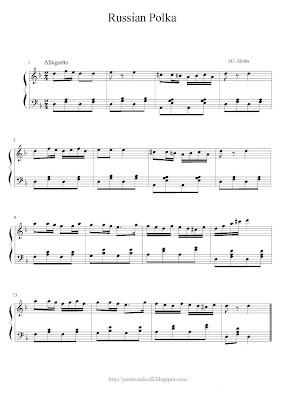 Free piano sheet music of Mijail Ivánovich Glinka: Russian Polka