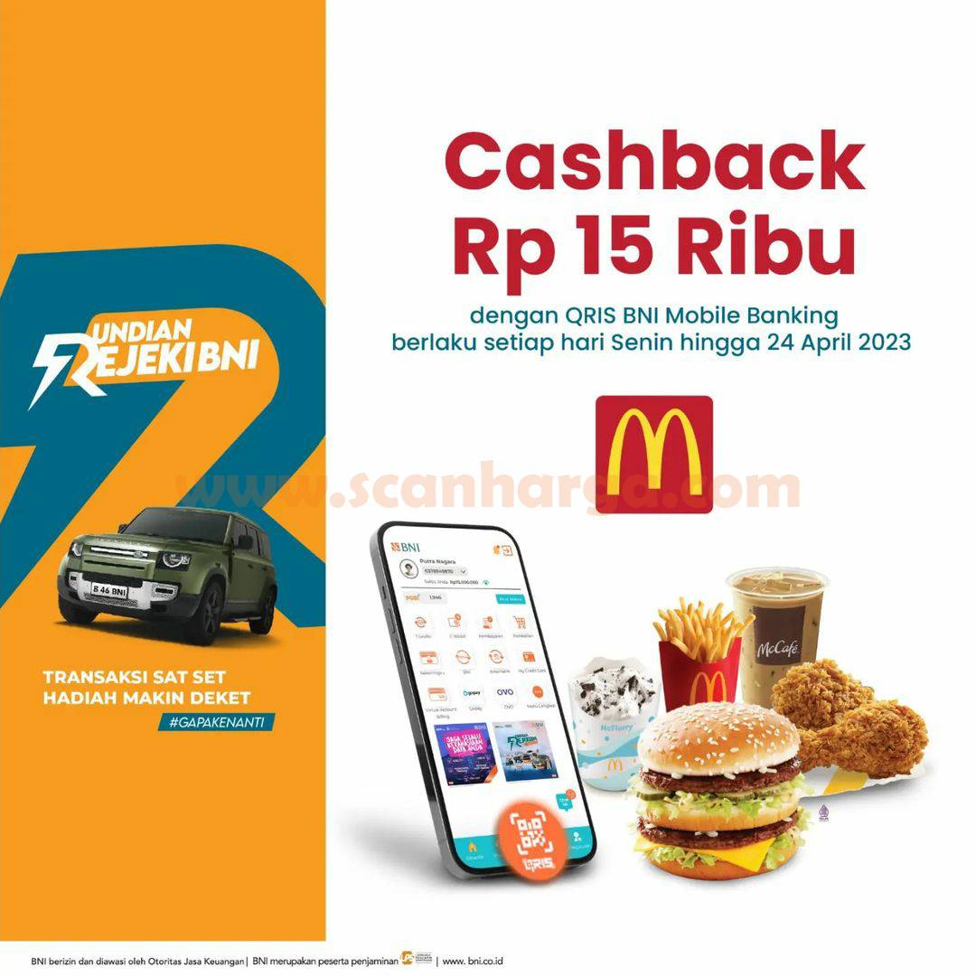 Promo McDonalds Cashback 15RB dengan QRIS BNI Mobile Banking