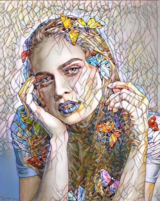 Bright dreamy woman with colorful butterflies-3