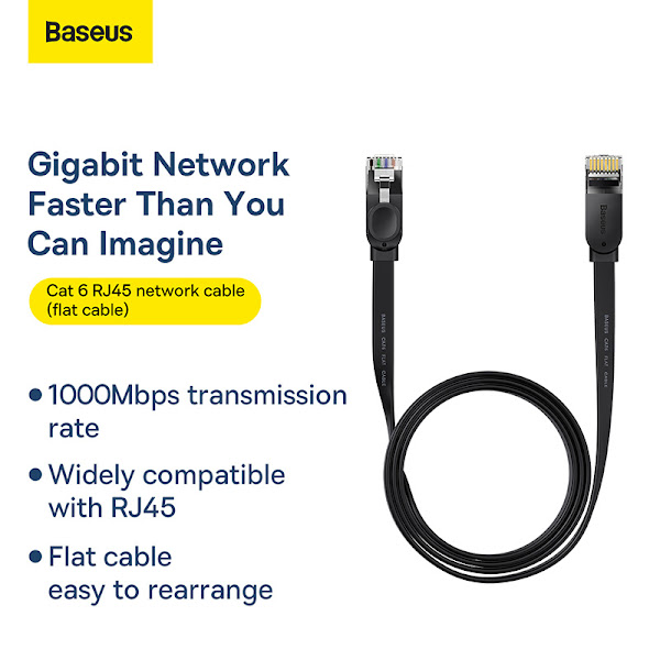Cáp Mạng 2 Đầu LAN Baseus High Speed Six Types Of RJ45 Gigabit Network Cable ( Flat Cable )