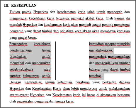 Hasil Menampilkan Garis Antar Kolom