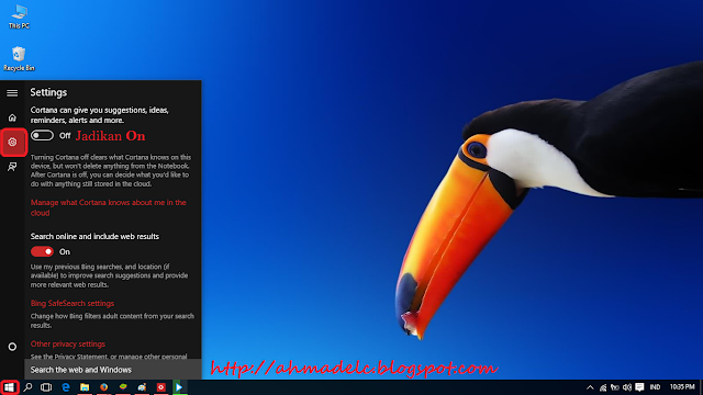 settingan cortana di windows 10