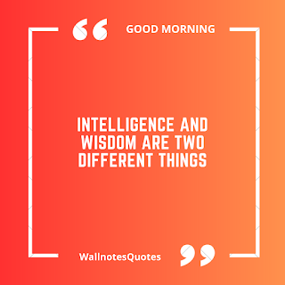 Good Morning Quotes, Wishes, Saying - wallnotesquotes - Intelligence and wisdom are two different things.
