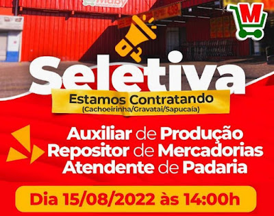 Rede de supermercados abre vagas para Aux. Produção, Repositor e Padaria em Cachoeirinha, Sapucaia e Gravataí