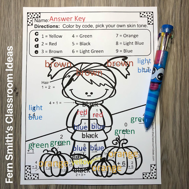 Click Here to Download This Fall Color by Number Addition Freebie for Your Classroom Today!