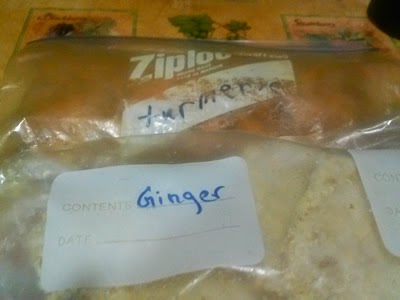 frozen ground ginger and turmeric