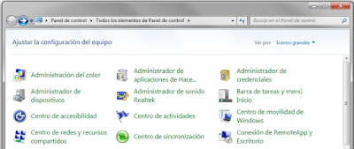 Panel de control de Windows 7