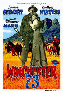 WINCHESTER 73. Cartel. España. Arte: Antonio Esteban Lirola. Imprenta: Estudio Esteban, Motril. WINCHESTER 73. Winchester '73. 1950. Estados Unidos. Dirección: Anthony Mann. Reparto: James Stewart, Shelley Winters, Dan Duryea, Stephen McNally, Charles Drake, Millard Mitchell, John McIntire, Jay C. Flippen, Will Geer, Rock Hudson, Tony Curtis, James Best.