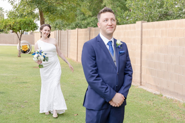 gilbert az backyard first look at a wedding in july