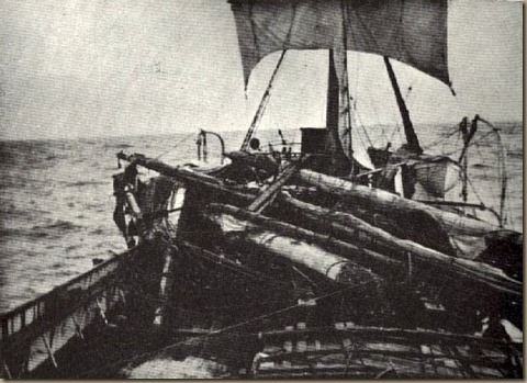 pinnas - view astern of wrecked masts