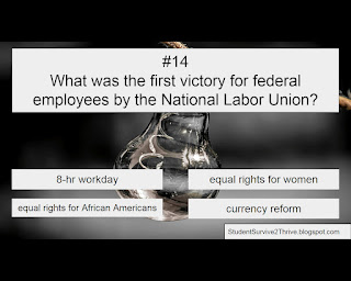 What was the first victory for federal employees by the National Labor Union? Answer choices include: 8-hr workday, equal rights for women, equal rights for African Americans, currency reform