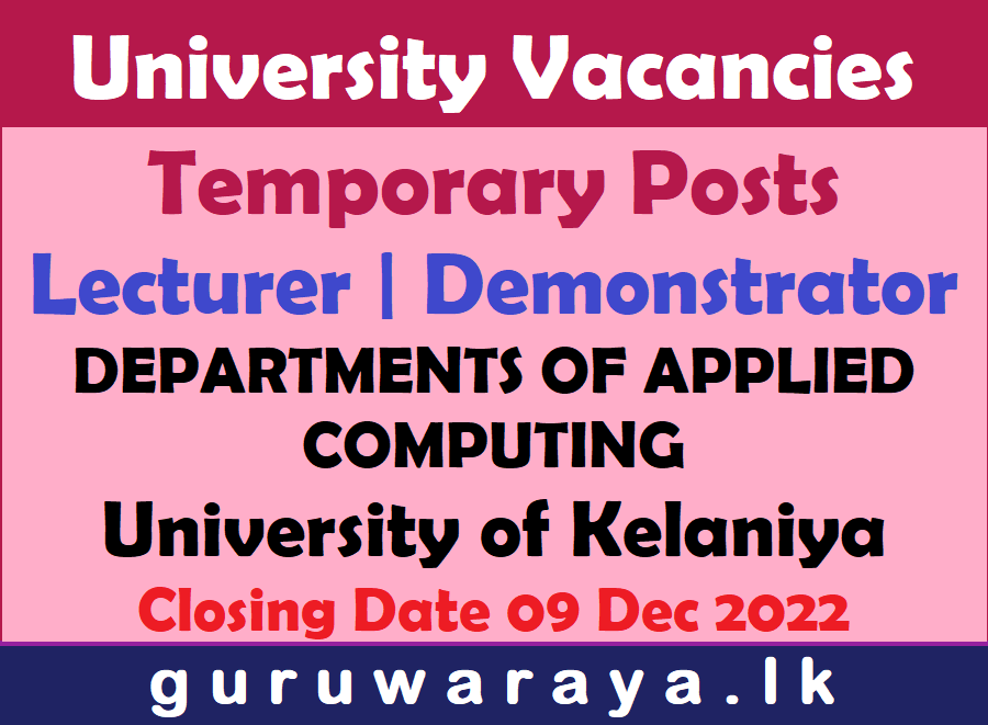 Temporary Vacancies - Kelaniya University 