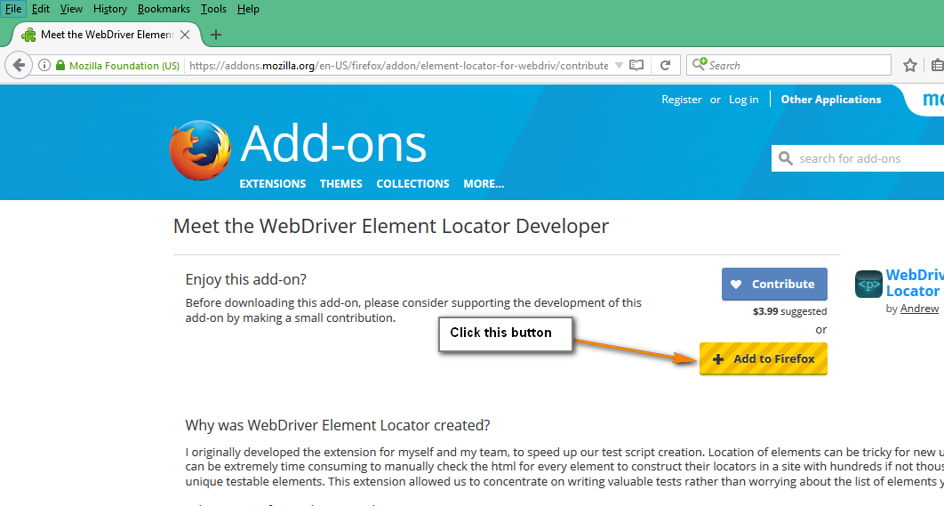 Selenium-By-Arun : WebDriver Element Locator Firefox add 