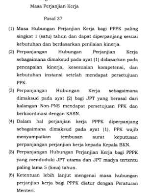 Masa Perjanjian Kerja Pegawai Pemerintah dengan Perjanjian Kerja (PPPK)