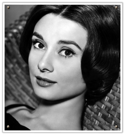 Audrey Hepburn 1950s short cropped full straight hair