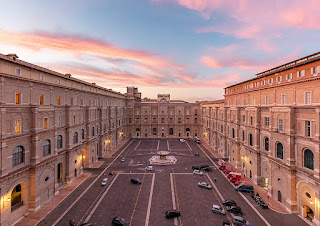 The rectangular Cortile del Belvedere, designed by Bramante, can be found in the Vatican City