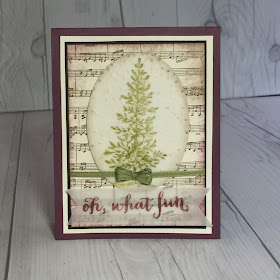 Handmade Christmas Card with Sheet Music background Stamp