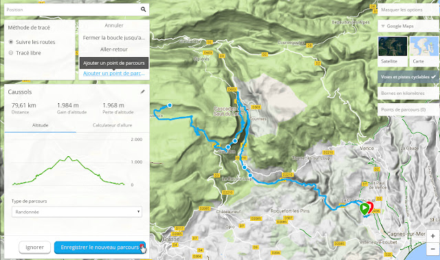 Enregistrement du parcours après modification