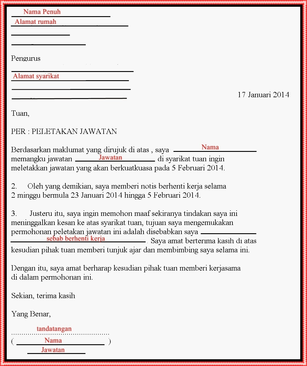 Contoh Surat Notis Pencerobohan