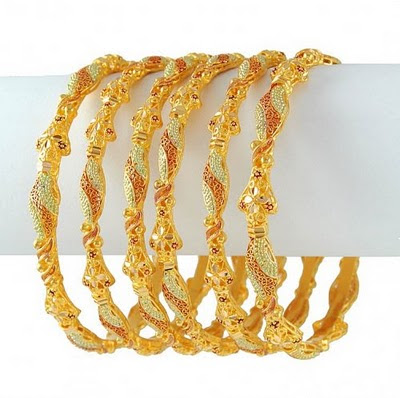 Gold Bangle Sets on Indian Jewellery Design  Indian Traditional Bridal Gold Bangles Set