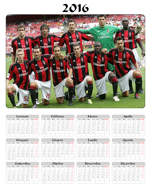 Calendario 2016 - Milan