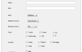 Membuat tampilan menu tampil menggunakan check box, combo box, dan radio button java dengan netbeans IDE 7.3