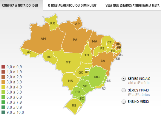 O IDEB no mapa