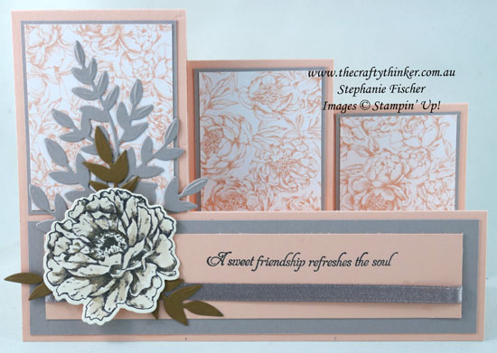 #thecraftythinker #stampinup #cardmaking #funfold #triplestepcard #prizedpeony , Prized Peony, Fun Fold, Triple Step Card, Stampin' Up Demonstrator, Stephanie Fischer, Sydney NSW