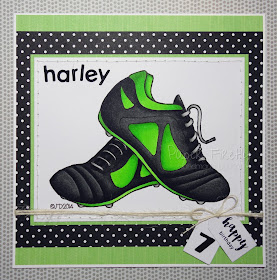 Boys birthday card featuring football boots