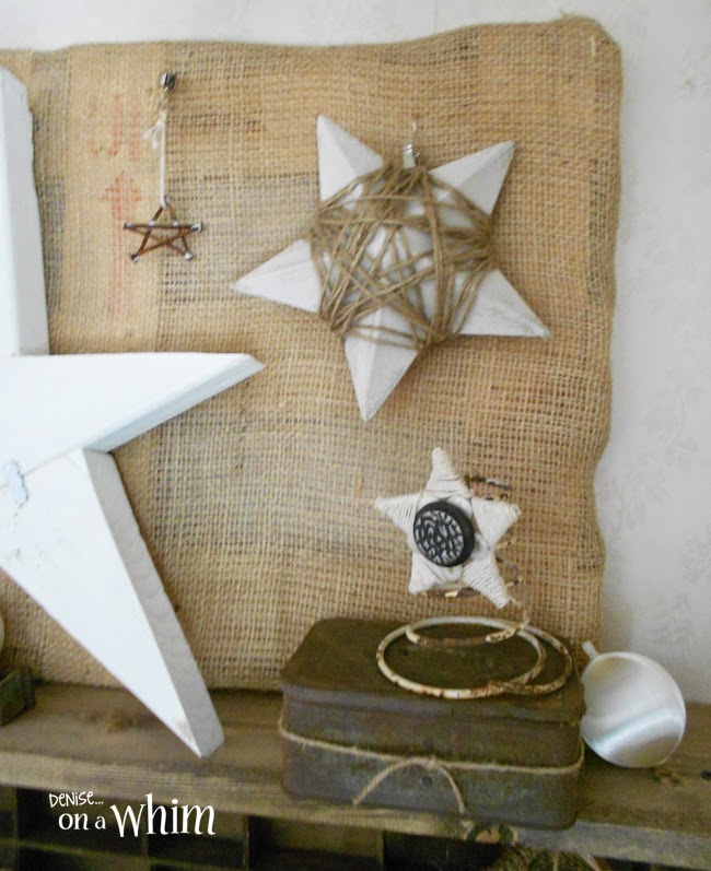White and Burlap Star Themed Christmas Decorating  | Denise on a Whim