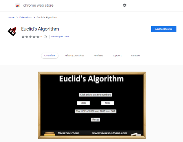 Euclid's Algorithm as a browser extension on Chrome Web Store