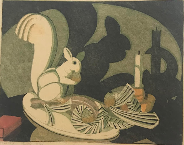 Ethel Spowers linocut, Still life, 1932
