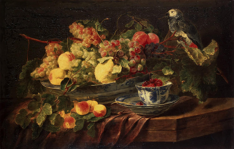 Still Life with Fruit and Parrot by Jan Fyt - Fruits, Still Life Paintings from Hermitage Museum