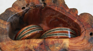 Commissioned and hand crafted wooden rings from Touch Wood Rings