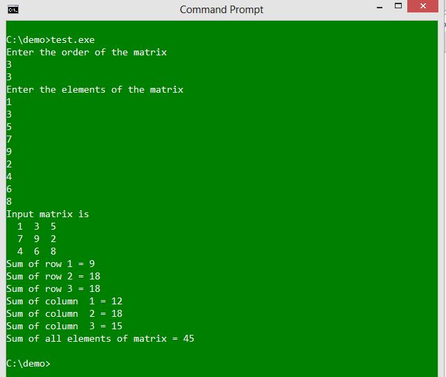 C programs, c programming, C example, matrix