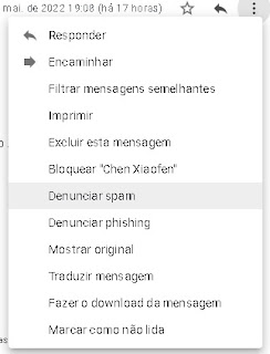 menu de configuração