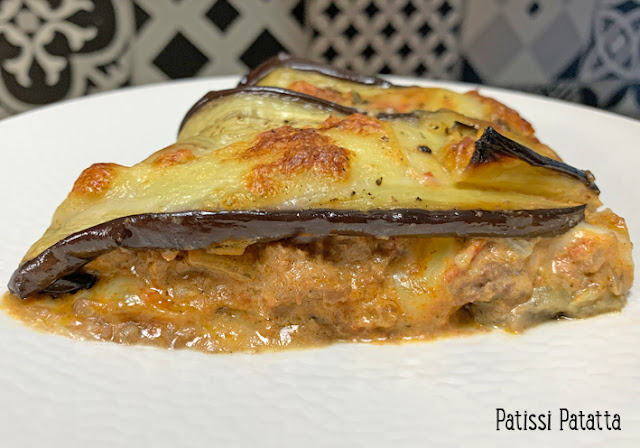 Recette de gâteau d’aubergines, aubergines au boeuf, plat principal, plat convivial, épices zaatar, mozzarella, plat avec des aubergines, cuisiner des aubergines, hachés de boeuf, fait maison, patissi-patatta